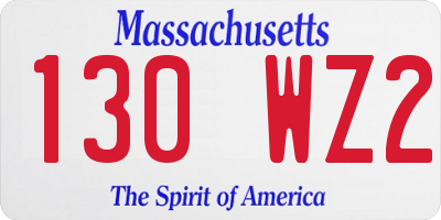 MA license plate 130WZ2