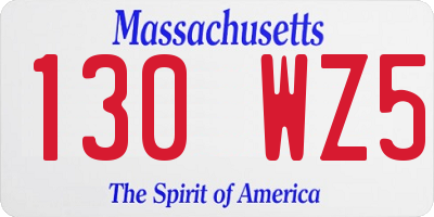 MA license plate 130WZ5