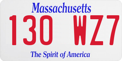 MA license plate 130WZ7