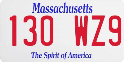 MA license plate 130WZ9