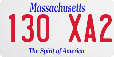 MA license plate 130XA2