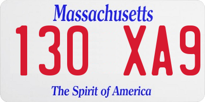 MA license plate 130XA9