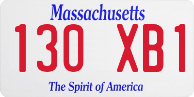 MA license plate 130XB1