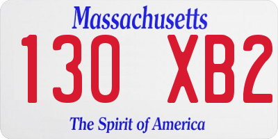 MA license plate 130XB2