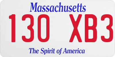 MA license plate 130XB3