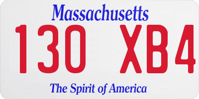 MA license plate 130XB4
