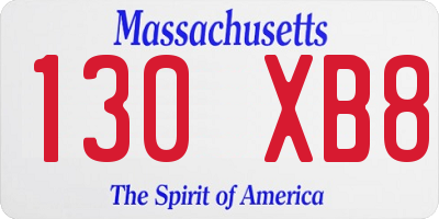MA license plate 130XB8