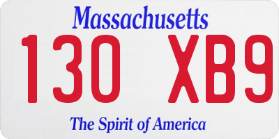 MA license plate 130XB9