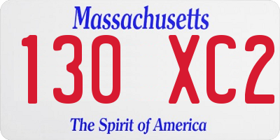 MA license plate 130XC2