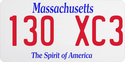 MA license plate 130XC3