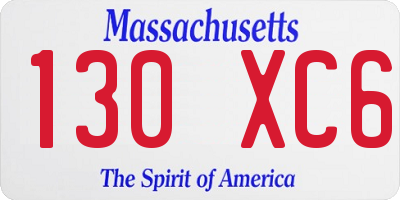 MA license plate 130XC6