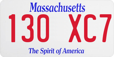 MA license plate 130XC7
