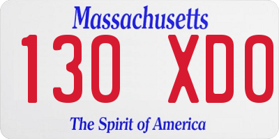 MA license plate 130XD0