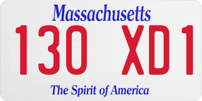 MA license plate 130XD1