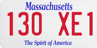 MA license plate 130XE1