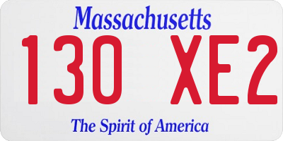 MA license plate 130XE2