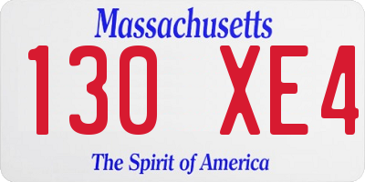 MA license plate 130XE4