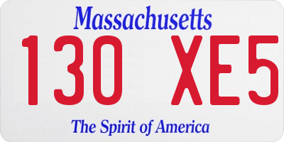 MA license plate 130XE5