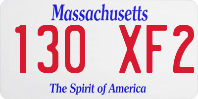 MA license plate 130XF2