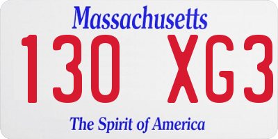 MA license plate 130XG3