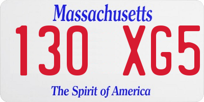 MA license plate 130XG5