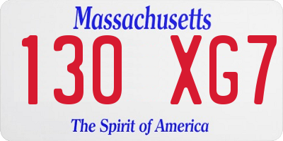 MA license plate 130XG7