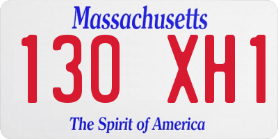MA license plate 130XH1