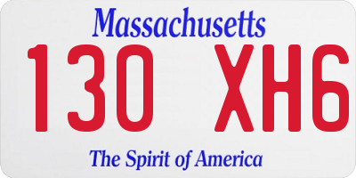MA license plate 130XH6