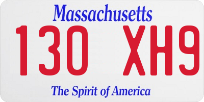MA license plate 130XH9