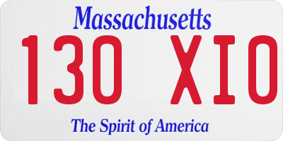 MA license plate 130XI0