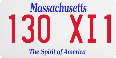 MA license plate 130XI1