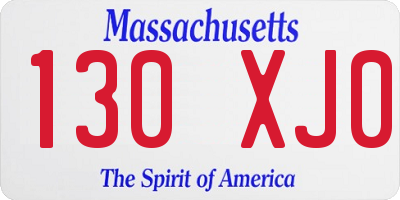 MA license plate 130XJ0
