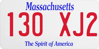 MA license plate 130XJ2