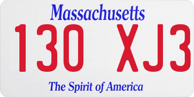 MA license plate 130XJ3