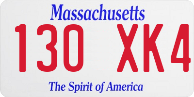 MA license plate 130XK4