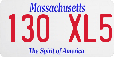 MA license plate 130XL5