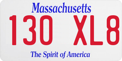 MA license plate 130XL8