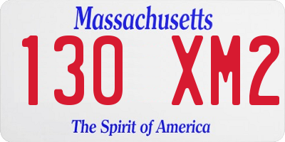 MA license plate 130XM2