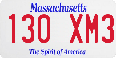 MA license plate 130XM3