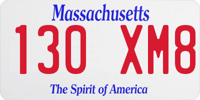 MA license plate 130XM8