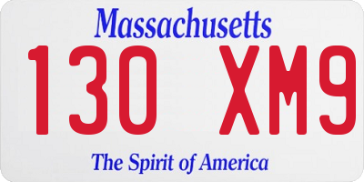 MA license plate 130XM9