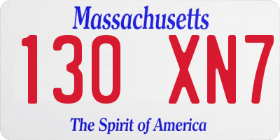 MA license plate 130XN7