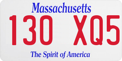 MA license plate 130XQ5
