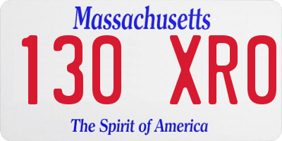 MA license plate 130XR0