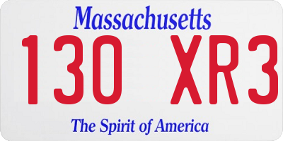 MA license plate 130XR3