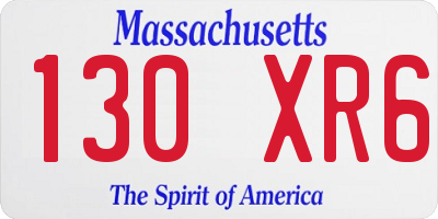 MA license plate 130XR6