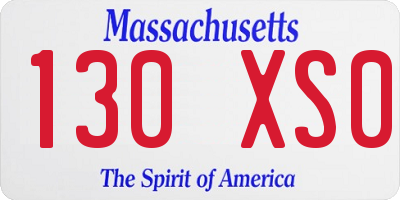 MA license plate 130XS0