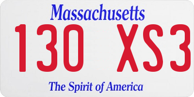MA license plate 130XS3