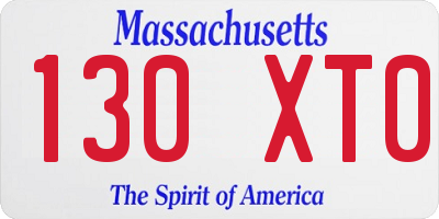 MA license plate 130XT0