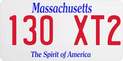 MA license plate 130XT2